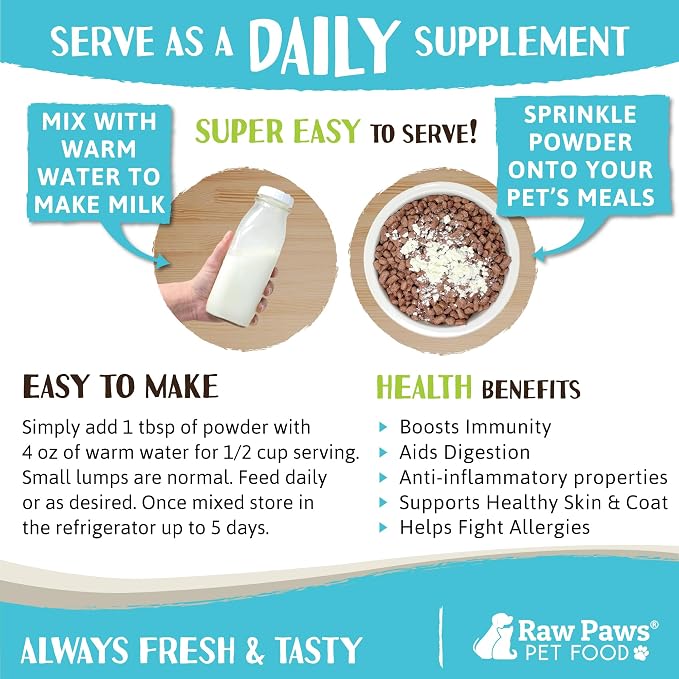 Raw Paws Whole Milk Powder & Bone Broth for Dogs and Cats Bundle - Whole Goat Milk Powder & Chicken Bone Broth - Made in USA - Pet Nutritional Supplement - Protein Powder Food Topper