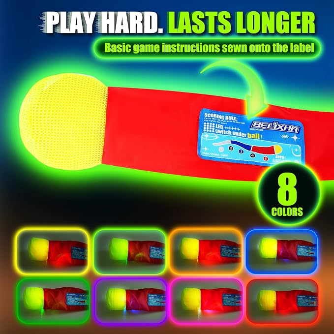 LED Glow Ball for Kids Tail Toys for Outdoor Games | Rechargeable Light Up Foam Ball Toys for Catch & Backyard Night Play - Fun Birthday Gifts for Boys Girls Ages 3 4 5 6 7 8