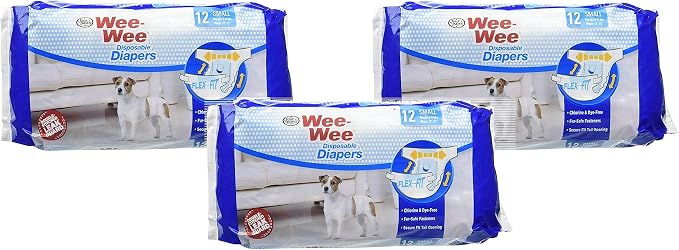 Four Paws (3 Pack) Wee-Wee Products Disposable Dog Diapers Small