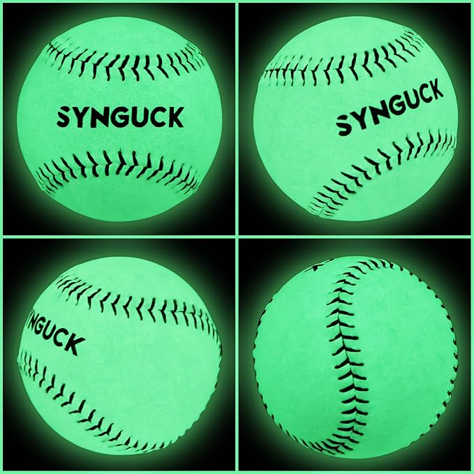 SYNGUCK 1/6 Pack Glow in The Dark Baseballs – Light Up Baseball Official Size | Glow Balls for Night Games, Practice, Gifts for Kids,Boys, Girls & Fans