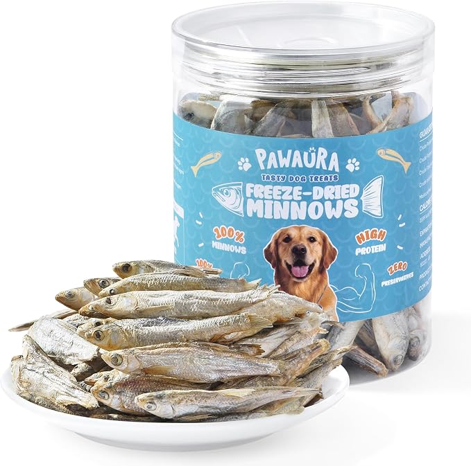 Freeze Dried Minnows for Dogs, Made in USA Single Ingredient Raw Dog Treats Fish, High Protein Minnows, Healthy Treat for Cats Dogs (2oz)