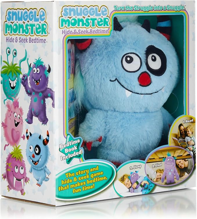 Continuum Games Snuggle Monster - Hide and Seek Bedtime Plush Toy and Book - Blue