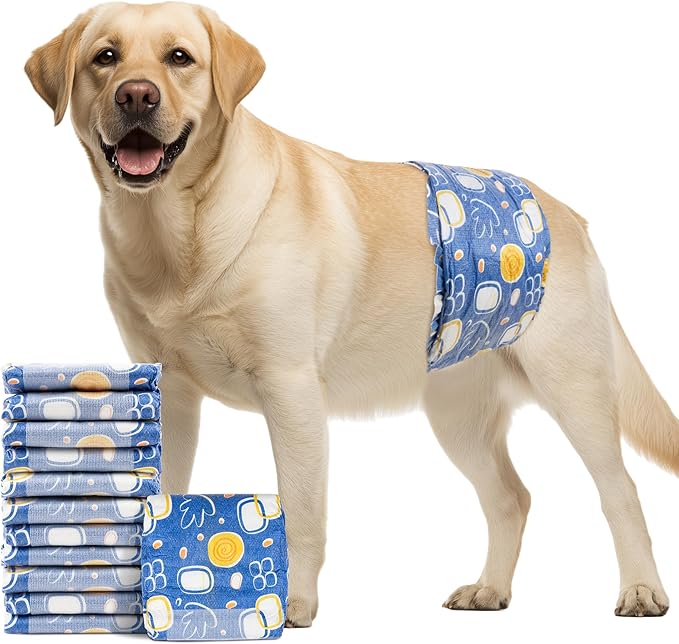 MICOOYO Male Dog Diapers, Disposable Male Dog Wraps with Wetness Indicator, Super Absorbent | Leak Proof Dog Diapers for Incontinence, Marking, Puppy Training, l, 25-32-inch Waist, 50 Counts