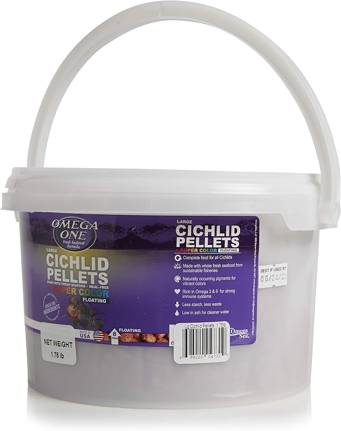 Omega One Super Color Floating Cichlid Pellets, Large, 1.75 lb x1