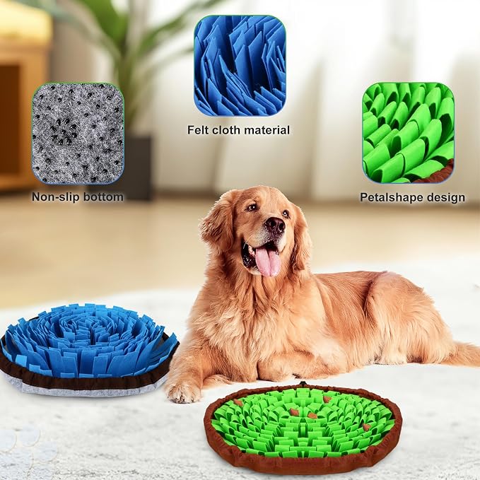 2-Pack Snuffle Mat for Dogs, Adjustable Size Encourages Natural Foraging Skills for Cat and Rabbit or Other Pet
