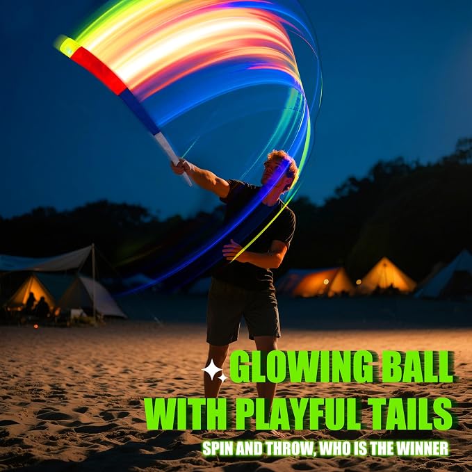 LED Glow Ball for Kids Tail Toys for Outdoor Games | Rechargeable Light Up Foam Ball Toys for Catch & Backyard Night Play - Fun Birthday Gifts for Boys Girls Ages 3 4 5 6 7 8
