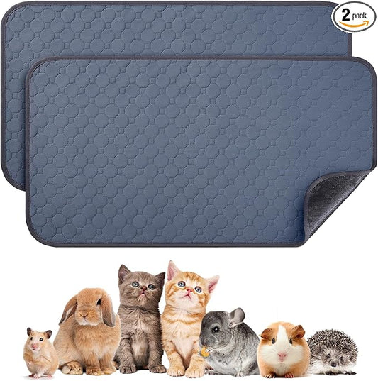 2 Pack 48" x 24" Guinea Pig Cage Liner, Washable Reusable Bedding, Waterproof Absorbent Pee Pad Non-Slip Mat for Small Animals, Rabbit, Hamster, Rat, Chinchilla