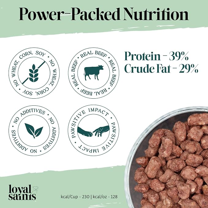 Human Grade Freeze Dried Raw Dog Food, Premium Beef, Made in USA with USDA Organic Produce, High Protein, Grain Free, Complete Meal or Topper for All Breeds, 5 oz