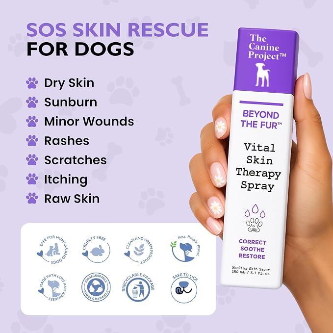 Vital Skin Therapy Spray For Dogs – Anti-Itch, Paw-Licking, Hot-Spot Relief Spray For Dogs - Promotes Healing & Skin Repair, For Sensitive Skin - Gentle First Aid with Aloe Vera & Oatmeal