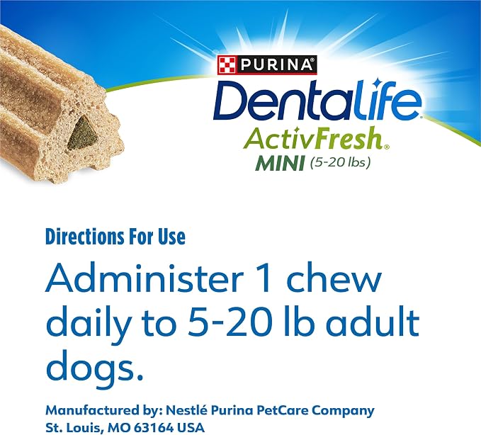 Dentalife ActivFresh Pack of 4 Dog Chews for Small Dogs, Dental Chews to Freshen Breath, Chicken Flavor, 13.5 oz. Each, 45 Each/90 Total - 45 Ct. Pouch