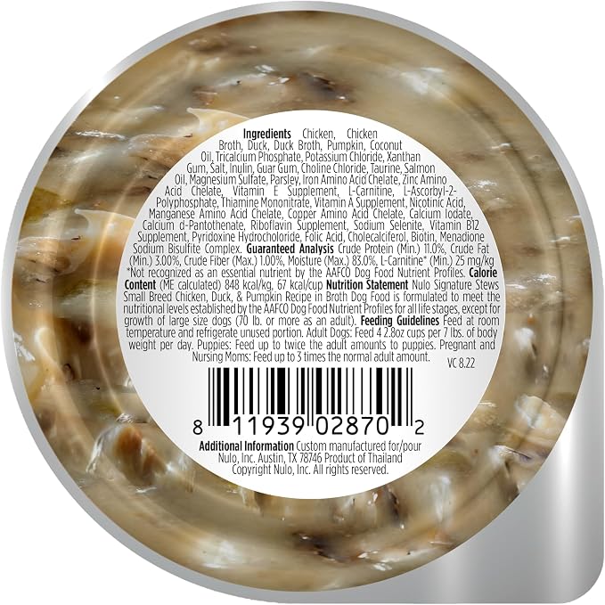 Nulo Small Breed Dog Signature Stew Chicken, Duck, & Pumpkin in Broth, 24 x 2.8 oz Cup