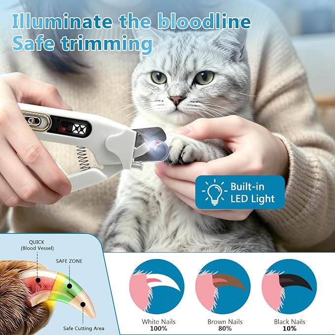 2-in-1 Dog Nail Clippers and Grinder with Light, Quiet Electric Pet Nail Trimmer for Small Medium Large Dogs & Cats, 2 Speeds, Rechargeable, Splash Guard & Safety Lock, Painless Grooming Tool | dog nail clippers with quick sensor silent groom pro nail ...