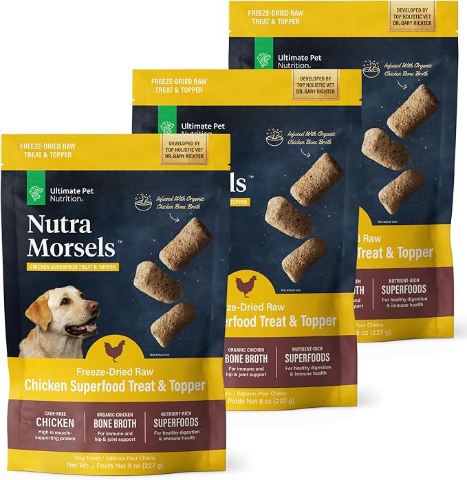 ULTIMATE PET NUTRITION Nutra Morsels, Superfood Treat & Food Topper (Chicken, Pack of 3)