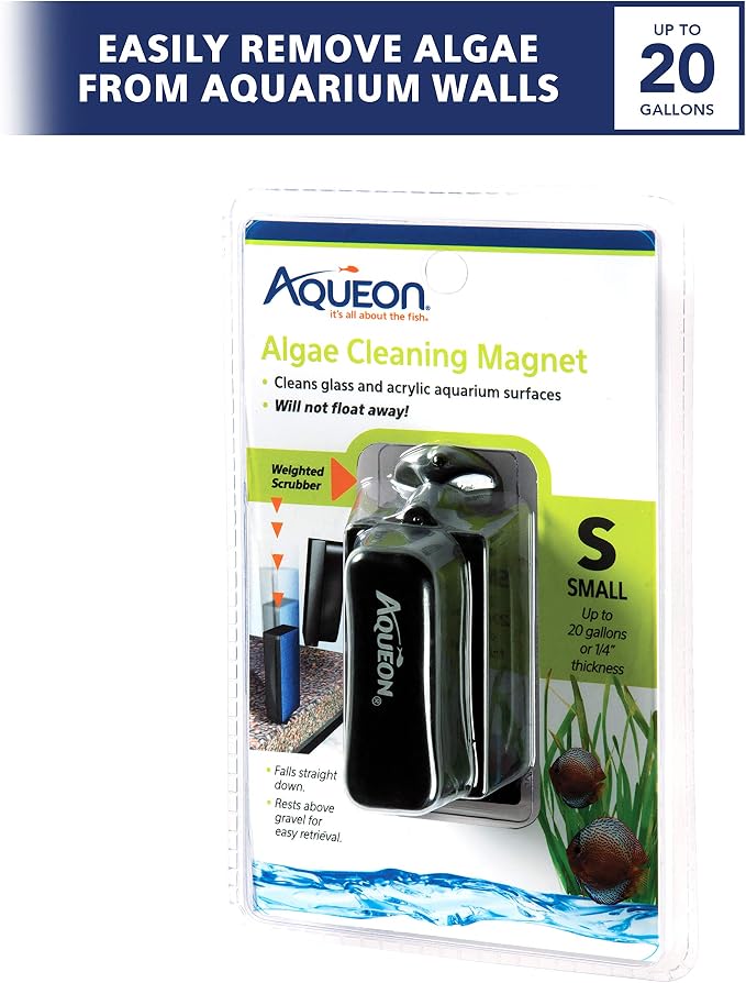 Aqueon Aquarium Algae Scraper, Fish Tank Cleaning Magnets for Glass/Acrylic, Small, Black (Pack of 3)
