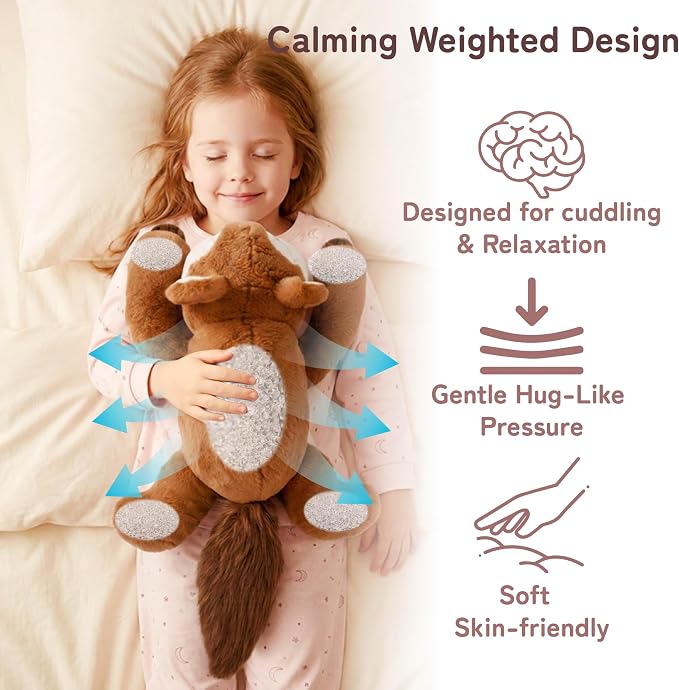 Niuniu Daddy 20" | 3.3 Pound Weighted Squirrel Stuffed Animal Plushie for Adults & Kids, Large Weighted Lap Pillow for Comfort, Soft Sensory Stuffy Toy as Gift for Holidays
