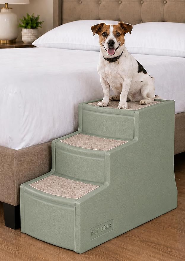 Pet Gear Easy Step III Pet Stairs, 3 Step for Cats/Dogs, Removable Washable Carpet Treads, for Pets Up to 150lbs, No Tools Required, Available in 9 Colors, Sea Foam