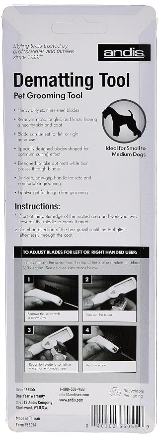 Andis 66055 Dematting 9-Blade Tool - Reduces Shedding, Safe on Wet or Dry Hair - Removes Dead Hair & Eliminates Tangles - Anti-slip, Easy-Grip Handle & Suitable for Various Pets – Green