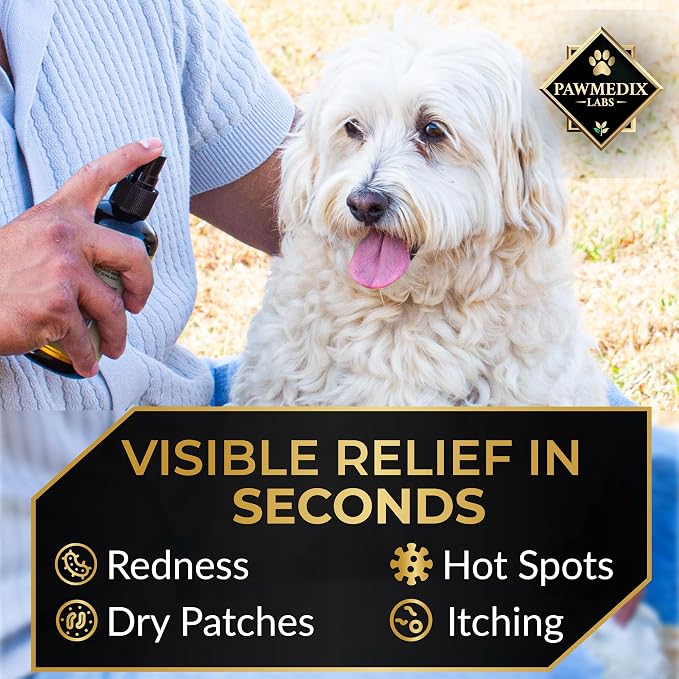 Hot Spot Treatment Spray for Dogs & Cats – Anti Itch Relief for Dog Skin Irritation, Hot Spots, Allergies & Dry Skin – Lick-Safe, Plant-Based Formula with Oat, Aloe & Chamomile – Vanilla Scented, 8oz