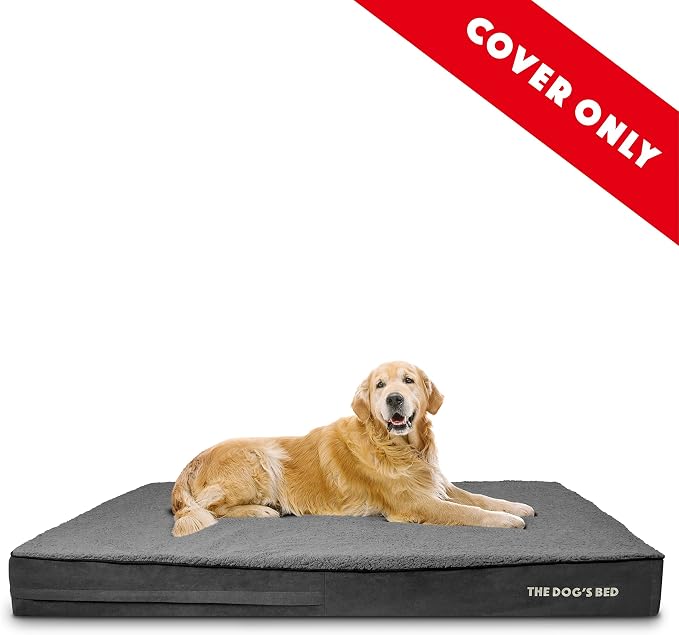 The Dog’s Bed Replacement Outer Cover, Plush Fabric, Dark Grey Plush, XXXL, 6-Inch