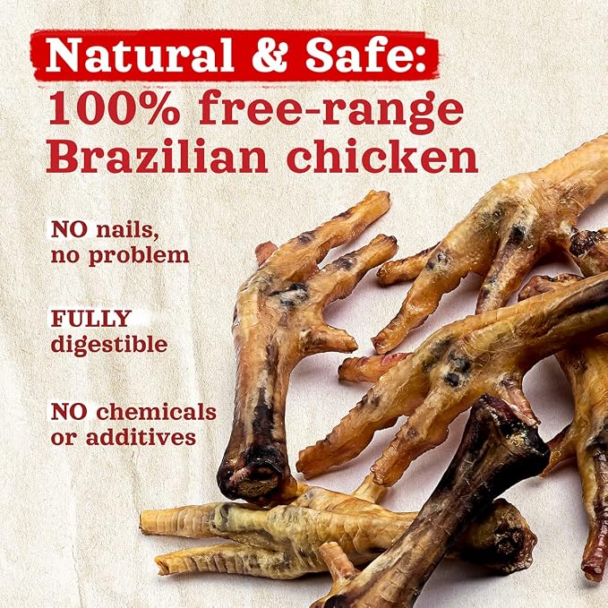 Natural Farm Nail-Free Chicken Feet for Dogs (20 Count), Single Ingredient Crunchy Dog Treats, High Protein, Low Calorie, Natural Joint & Dental Support, Great for Small, Medium, Large Breeds