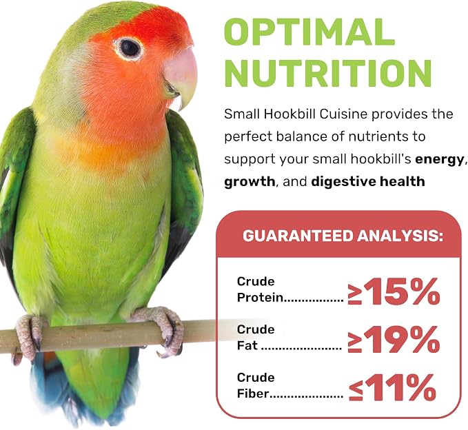 Small Hookbill Cuisine Parrot Food 4 Lb Premium Birdseeds for Parrot, Bird Food for Small Hookbill, Supports Daily Energy, Growth & Digestive Health, Nutrient-Rich Parrot Bird Seed for Outside Feeders