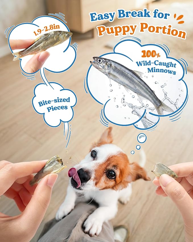 Freeze Dried Minnows for Dogs, Single Ingredient Raw Dog Treats Fish, High Protein Minnows Made in USA, Healthy Treat for Cats Dogs (7oz)