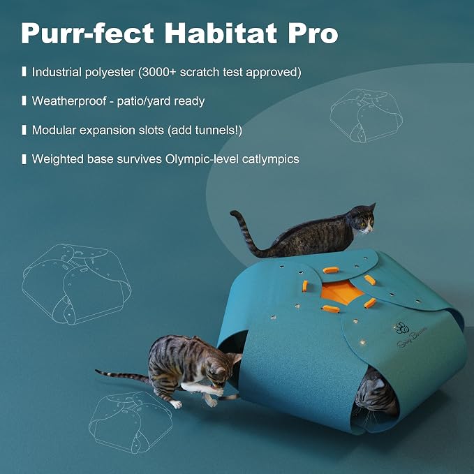 Cat Tunnel, Cat Cave for Indoor Cats Bed,Scratch Resistant Cat Toys for Medium Large Cats Hide and Seek Toy (Peacock Blue)