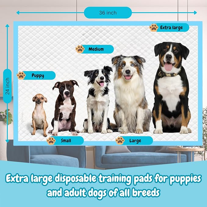 SNIFIT Dog Pee Pads for Puppies & Large Dogs - Highly Absorbent Large Leakproof Pet Pee Pads with Tear Resistant & Edge-Wrapped Design - Quick-Dry Washable Pee Pads for Dogs Use Indoor & Outdoor -40ea