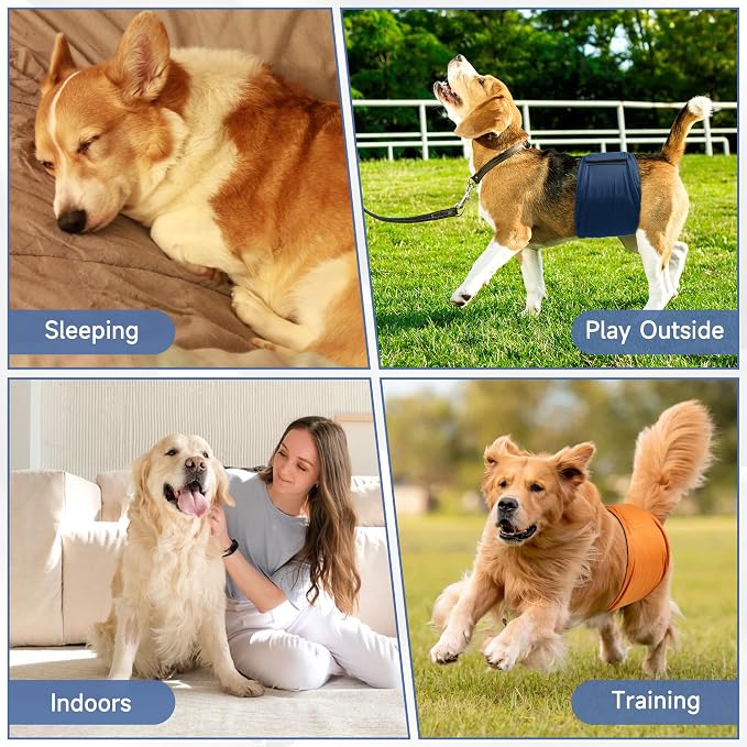 5 Pack Dog Diapers Male, High Absorbing Dog Wraps, Belly Bands for Male Dogs with Incontinence or Frequent Urination, Washable Doggie Diapers Brown L