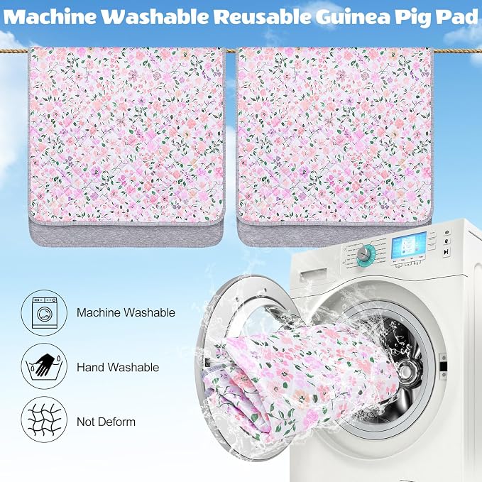 2 Pack Guinea Pig Bedding, Washable Guinea Pig Cage Liner Reusable Guinea Pig Mat Waterproof Guinea Pig Bedding for Cage, Super Absorbant Guinea Pig Pee Pads for Small Animals Hamster Rabbit Squirrel