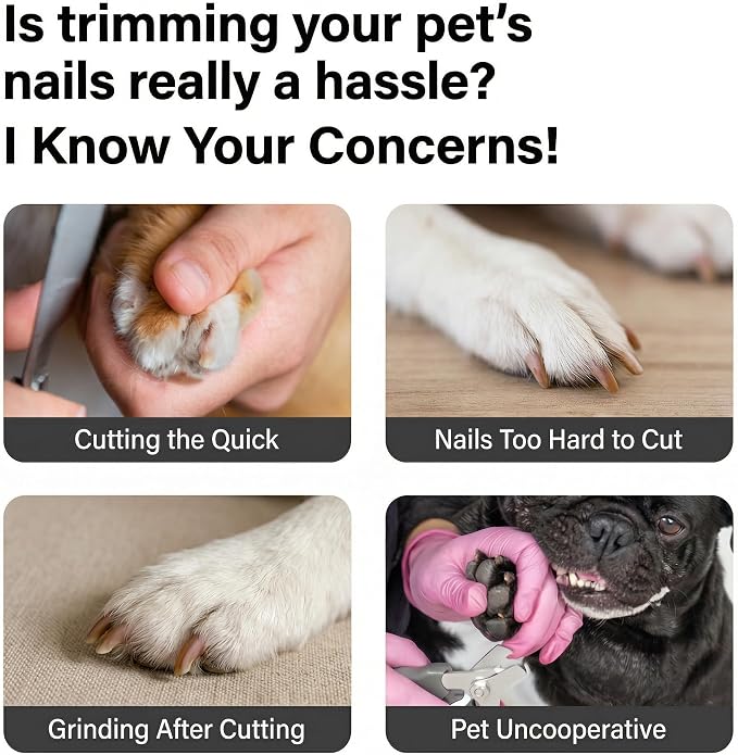 Silent Groom pro Nail Grinder, 2026 New Nail Grinder with 3 Adjustable Speeds & Led Light, Painless Paws Grooming for Small Medium Large Dogs & Cats (1+2*Replacement Head)