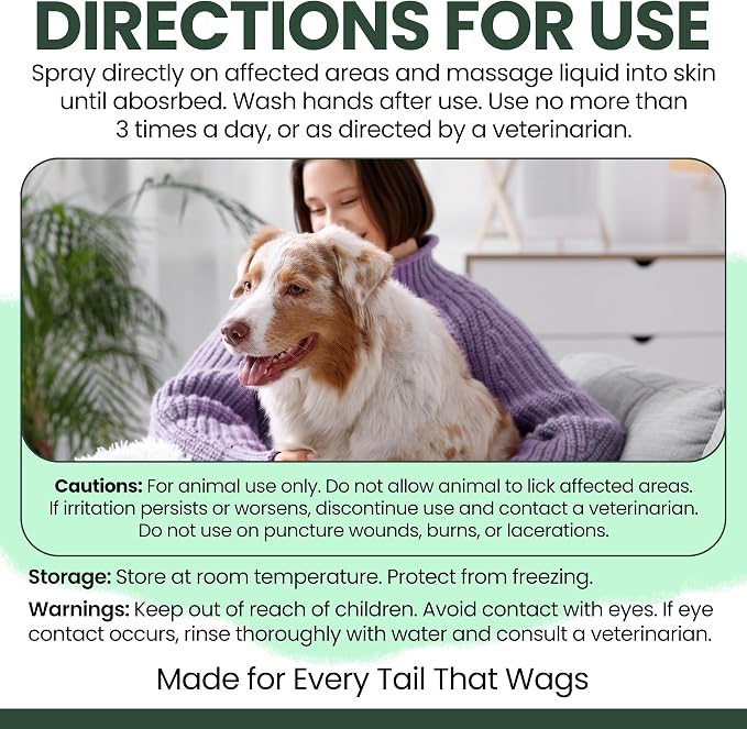 Hydrocortisone Spray for Dogs and Cats, 8 oz - Hot Spot Treatment, Anti Itch Relief, Medicated for Allergies, Dermatitis, Flea Bites, Dry Skin - with Pramoxine and Aloe, Made in USA | Chew + Heal Labs