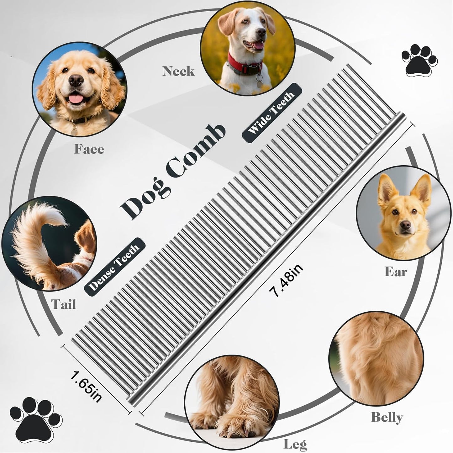 2PCS Slicker Brush for Dogs & Pet Comb,Professional Dog Grooming Brush (Goldendoodles,Poodles,Labradoodles) with Extra Long Pins to Effectively Remove Tangles, Knots and Mats (Blue)