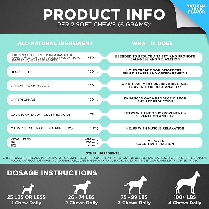 Googipet Daily Hemp Calming Chews for Dogs - Separation Anxiety Relief for Dogs, Non-Drowsy Dog Calming Chews Dog Anxiety Relief Treats with Valerian Root, & Hemp
