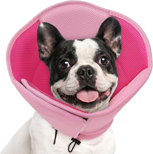 AOFITEE Dog Cone - Soft Cone for Dogs to Stop Licking After Surgery, Foldable Small Dog Cone Collar, Adjustable Cones for Dogs for Wound Healing, Elizabethan Pet E-Collar, Pink Small