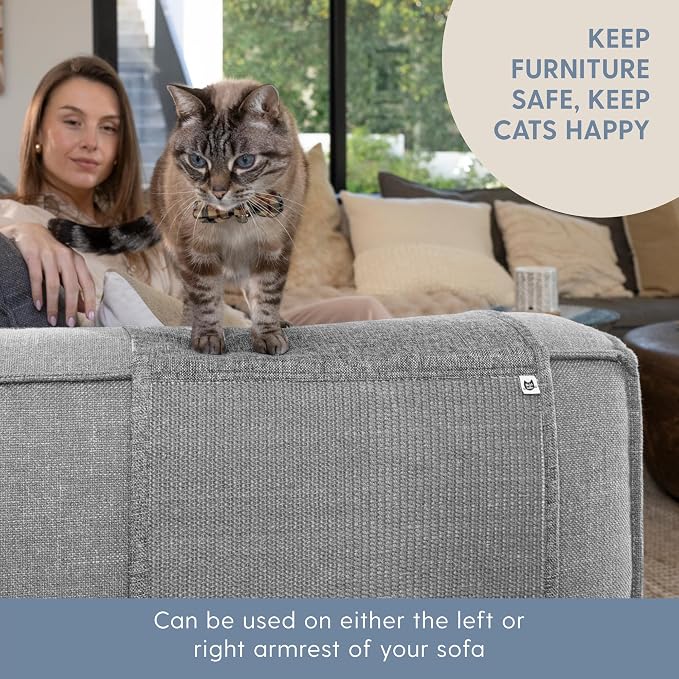 The Cat Ladies Cat Scratch Furniture Protector Mat - Couch Protector from Claws - Anti Scratch Furniture Protectors from Cats Scratching - Sisal Scratcher Pad - Couch Cover Carpet - Grey
