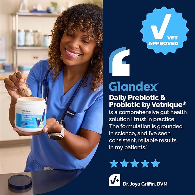 Vetnique Glandex Dog Probiotic Powder, Daily Probiotics for Dogs 5 Strains, Prebiotics & Digestive Enzymes for Gut & Immune Health, Vet Formulated for Occasional Diarrhea (4.25oz Powder, Pork Powder)