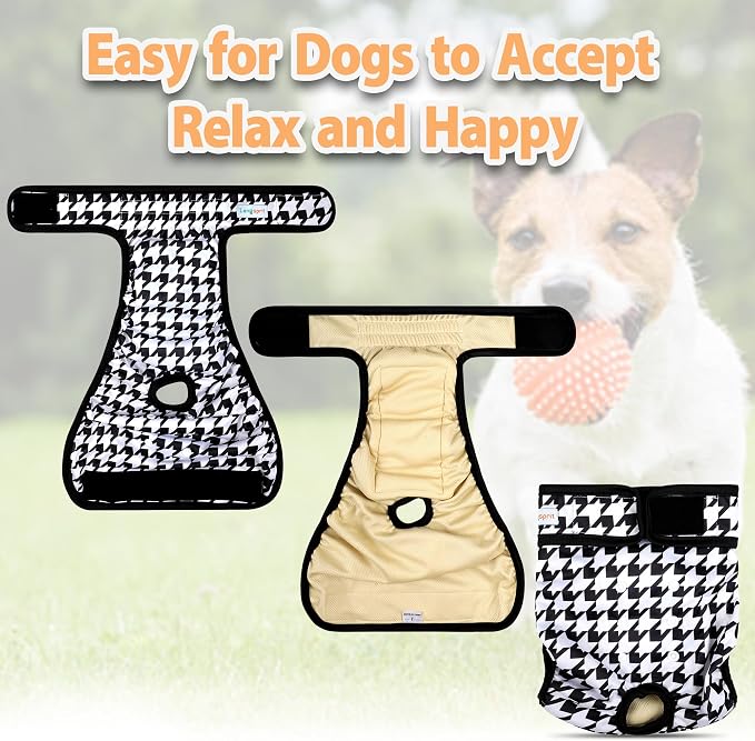 Langsprit Washable Female Dog Diapers (3 Pack) - No Leak Reusable Diapers for Doggy Female in Period - Dog Heat Panties with Adjustable Snaps L