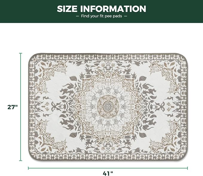 FXW Washable Pee Pads for Dogs, Puppy Pads with Super Absorbent, Specifically Designed for 42inch Cages, 27" x 41" Rectangle, Boho, 2 Packs