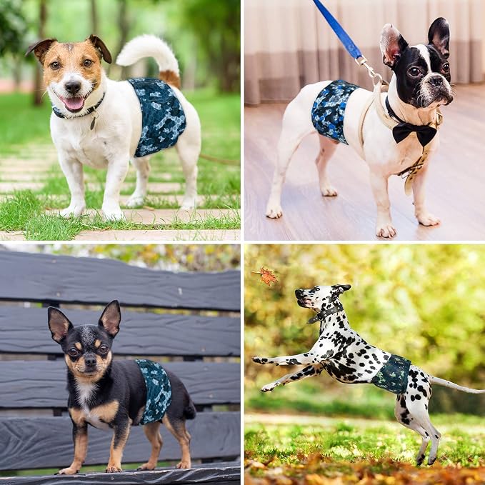 Pet Soft Dog Belly Band - 3 Packs Reusable Dog Diapers Male Doggy Diapers Wraps - Washable Dogs Belly Bands for Male Dogs (Army, XXL)