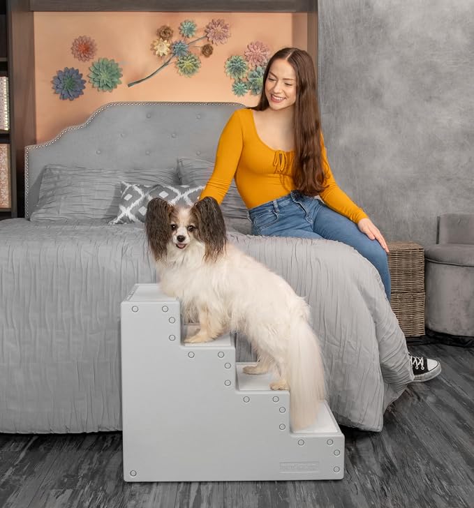 Pet Gear Pet Step IV Pet Stairs for Small Dogs and Cats up to 50 pounds, Lightweight, No Tools Required, 13 Colors to Choose from, New Essential Grey