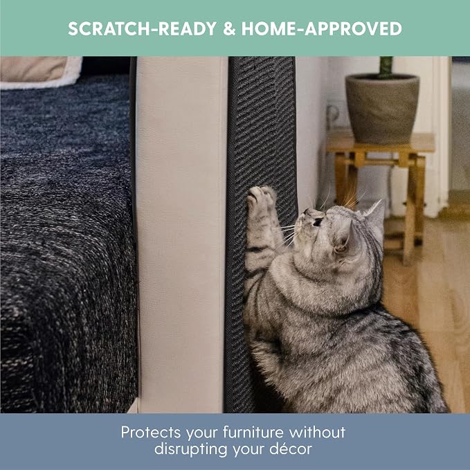 The Cat Ladies Cat Scratch Furniture Protector Mat - Couch Protector from Claws - Anti Scratch Furniture Protectors from Cats Scratching - Sisal Scratcher Pad - Dark Grey