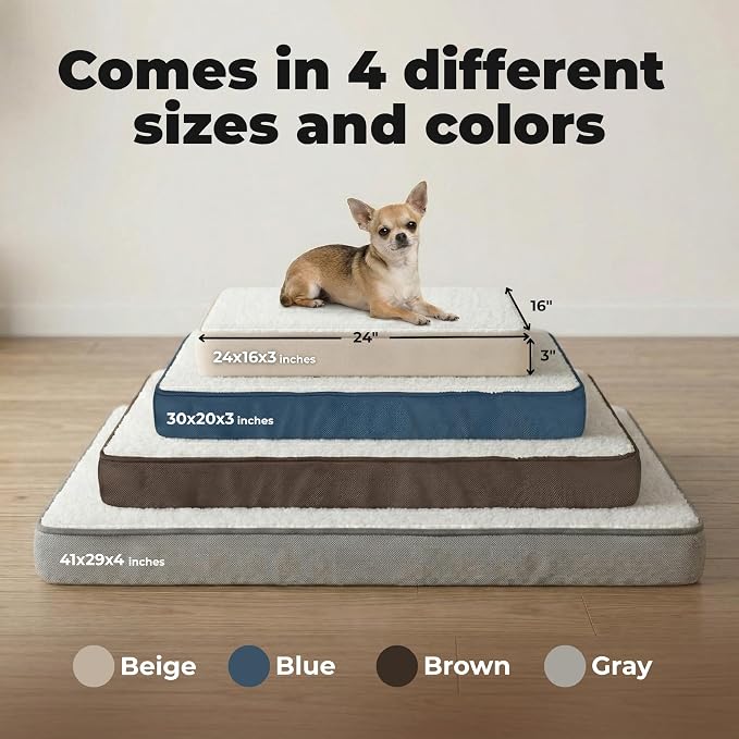 Best Pet Supplies Orthopedic Dog Bed with Memory Foam, Washable Dog Crate Mat for Small, Medium & Large Dogs, Thick Mattress for Crates, Kennels or Floor, Waterproof Pet Bed - Brown, 41 x 29 x 4