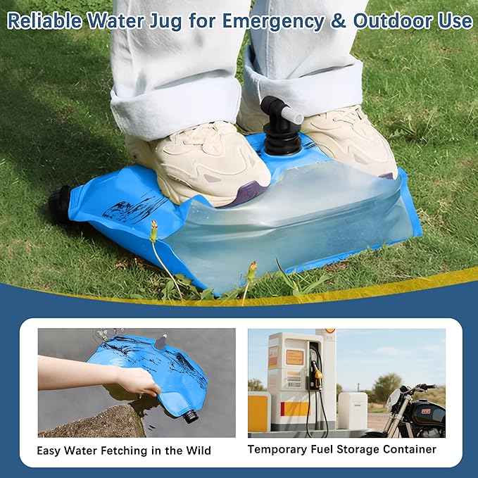 Water Jug Camping 2.1 Gallon Collapsible with Spigot, BPA Free Portable Water Pouch Foldable Water Bags for Outdoor Hiking, Travel and Emergency & Water Storage Containers (Blue-2Pcs)
