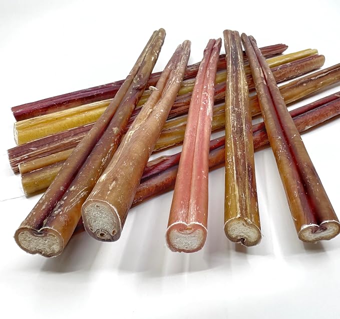 12 inch Thick Bully Sticks for Medium & Large Dogs (10 Pack) - Long Lasting Dog Bones & Dental Chews, Durable Pizzle Sticks, Easily Digestible, Rawhide Free Beef Dog Treats