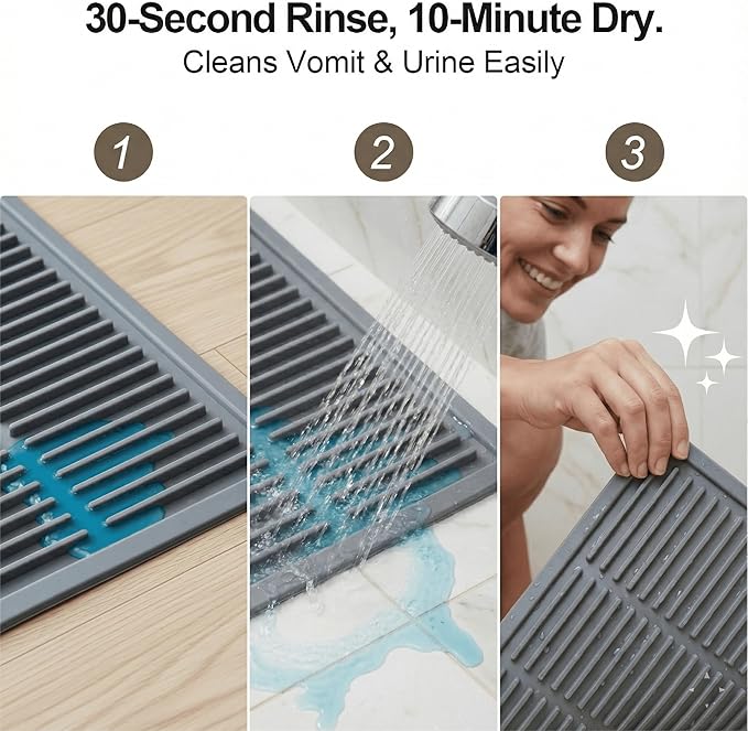 Durable Cat Litter Mat: Fewer Holes Edge Tears & Replacements | Large Thickened Silicone Mat Tested with 1,000+ Scratch Motions