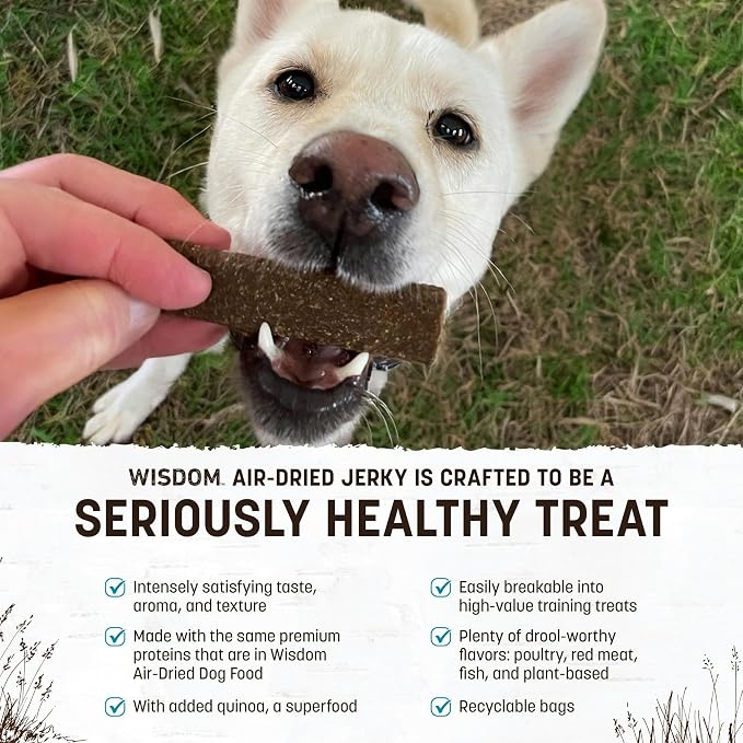 Earth Animal Wisdom Air Dried Jerky - from the Sea Recipe Premium Natural Fish Jerky Strips Dog Treats - 4 oz Bag