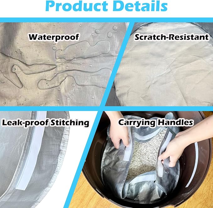 4 Pack Reusable Liners Compatible with Hidden Plant Litter Box, Waterproof and Scratch-Resistant Cat Box Liners (4 Pack)