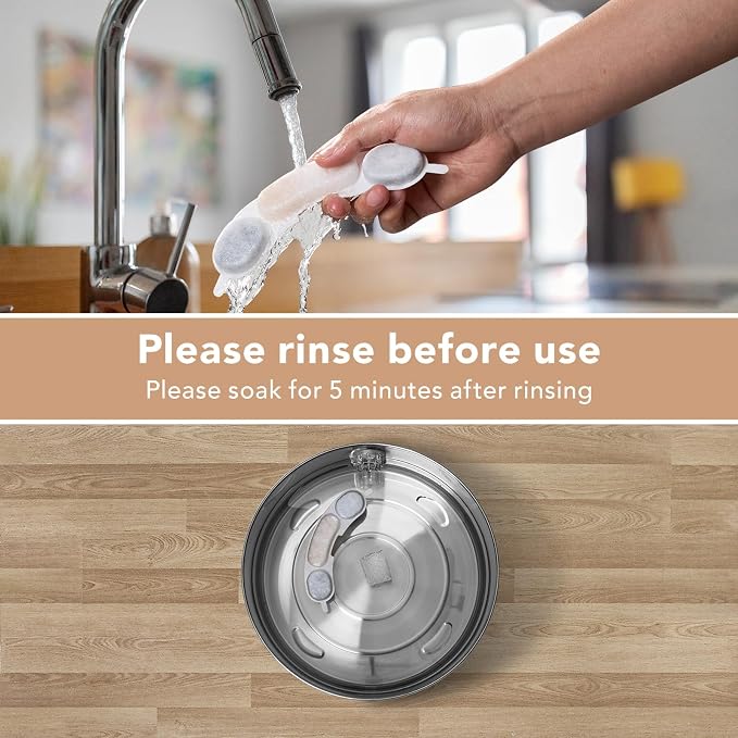 Smartoo Official 3 Packs Dog Water Filter Replacement and 3 Sponges for 7L/236oz/1.8Gal Stainless Steel Dog Water Fountain