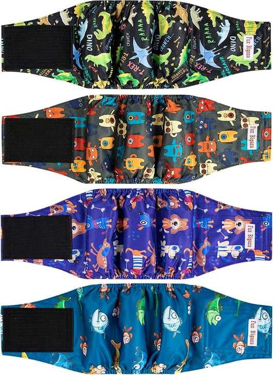 Male Belly Bands Dogs Diapers(4 Pack), Washable Reusable High Absorbing Boy Doggy Wraps Panties Doggie Puppy Pooping Potty Training Incontinence Marking Pañal para Perro Large